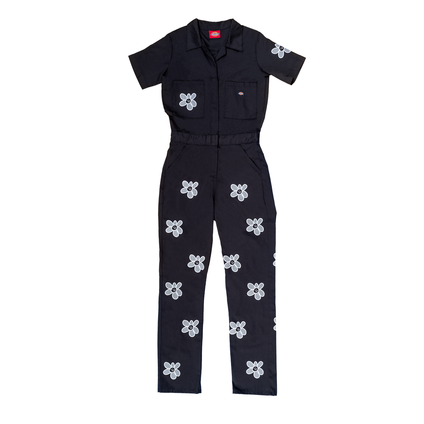 Smiley Flower Coveralls - Black