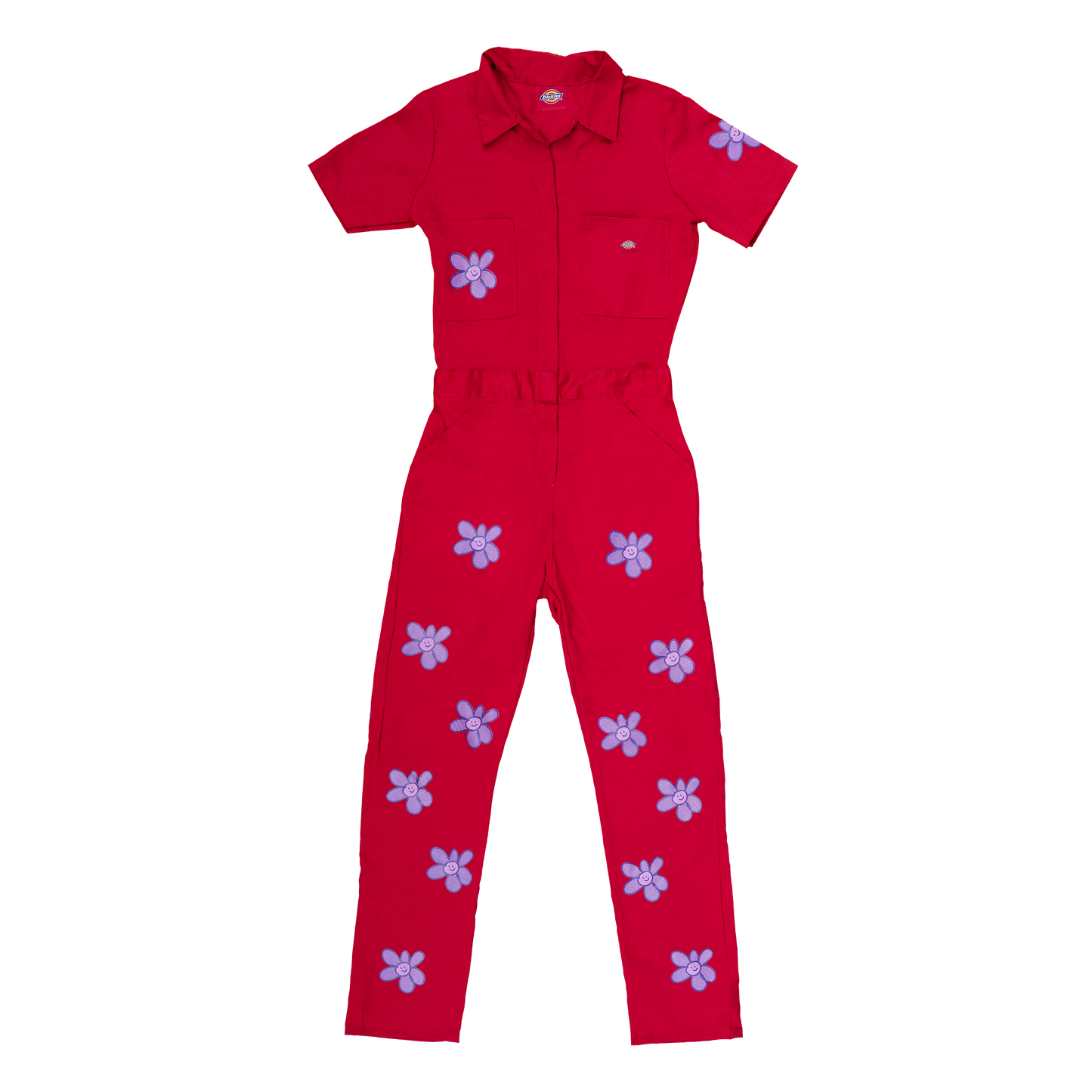 Smiley Flower Coveralls - Red