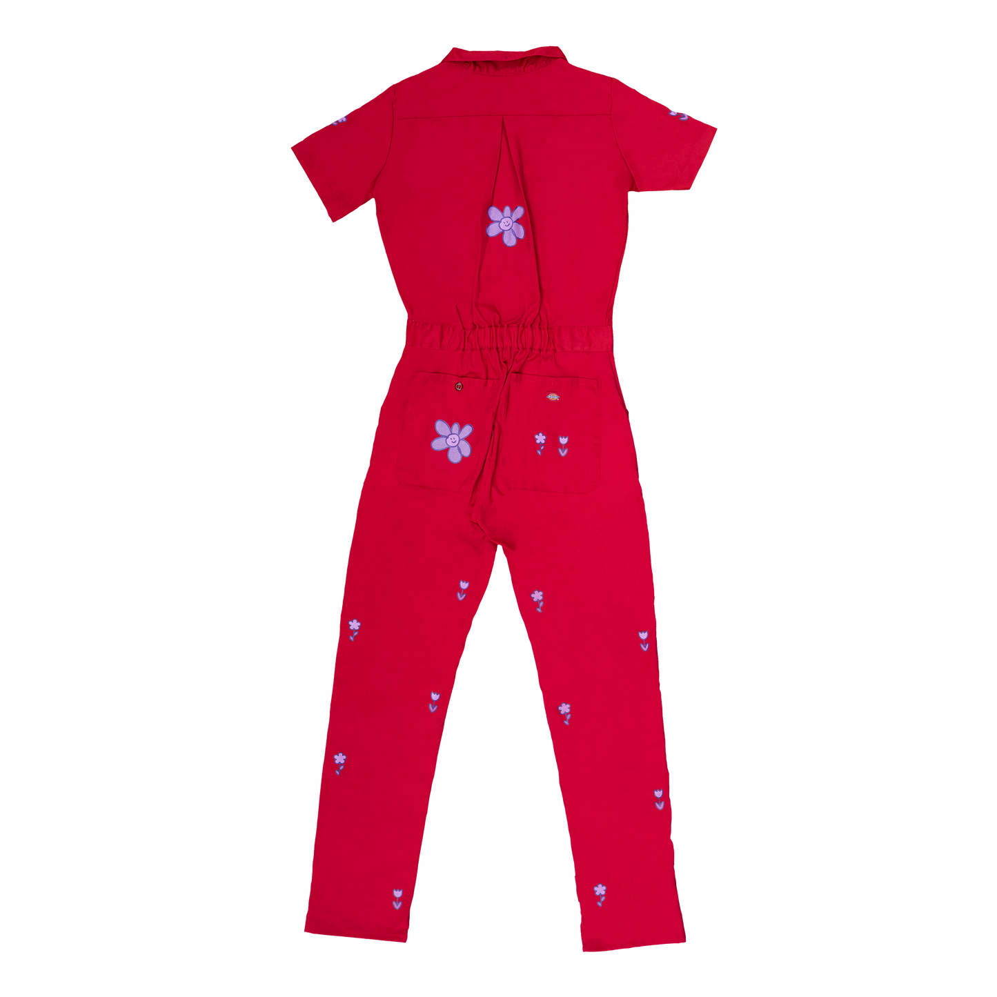 Tiny Flower Coveralls - Red