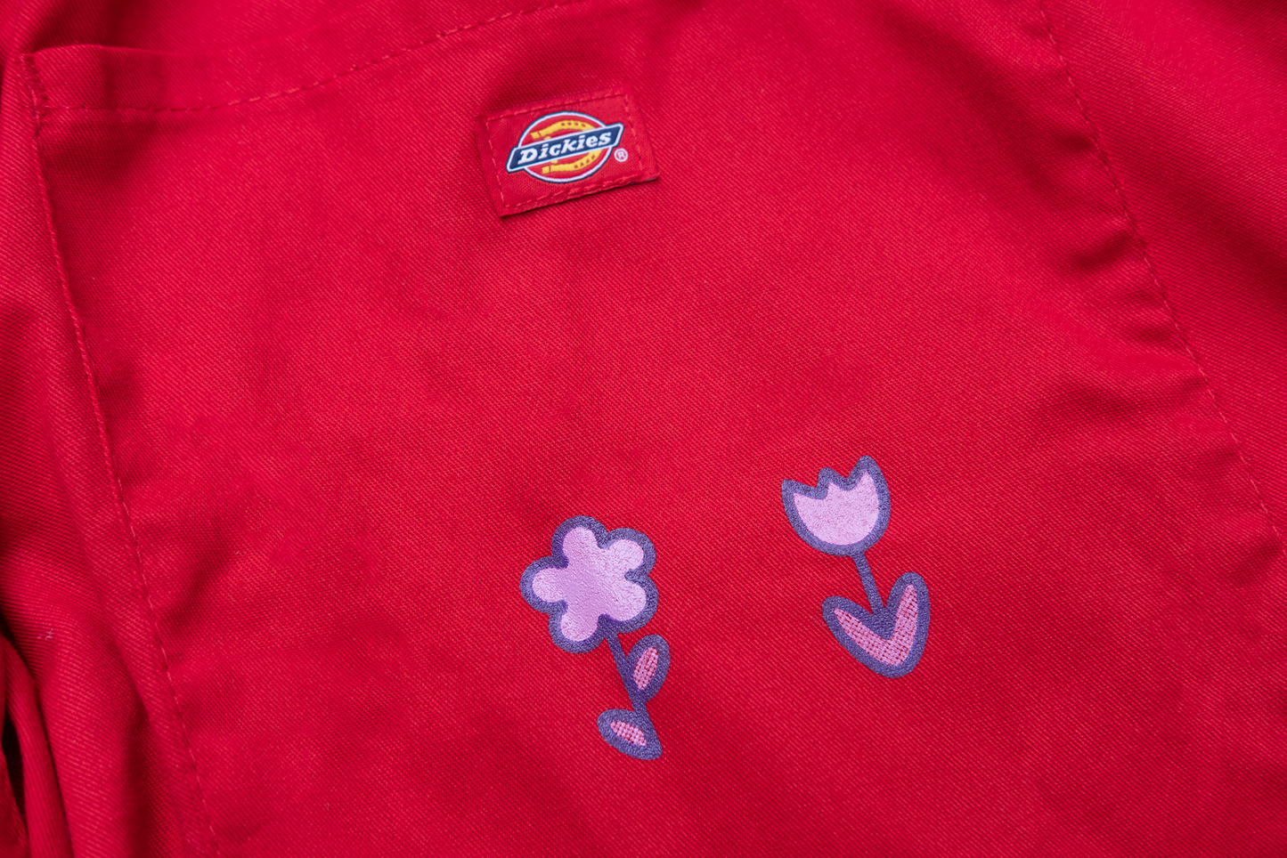 Tiny Flower Coveralls - Red