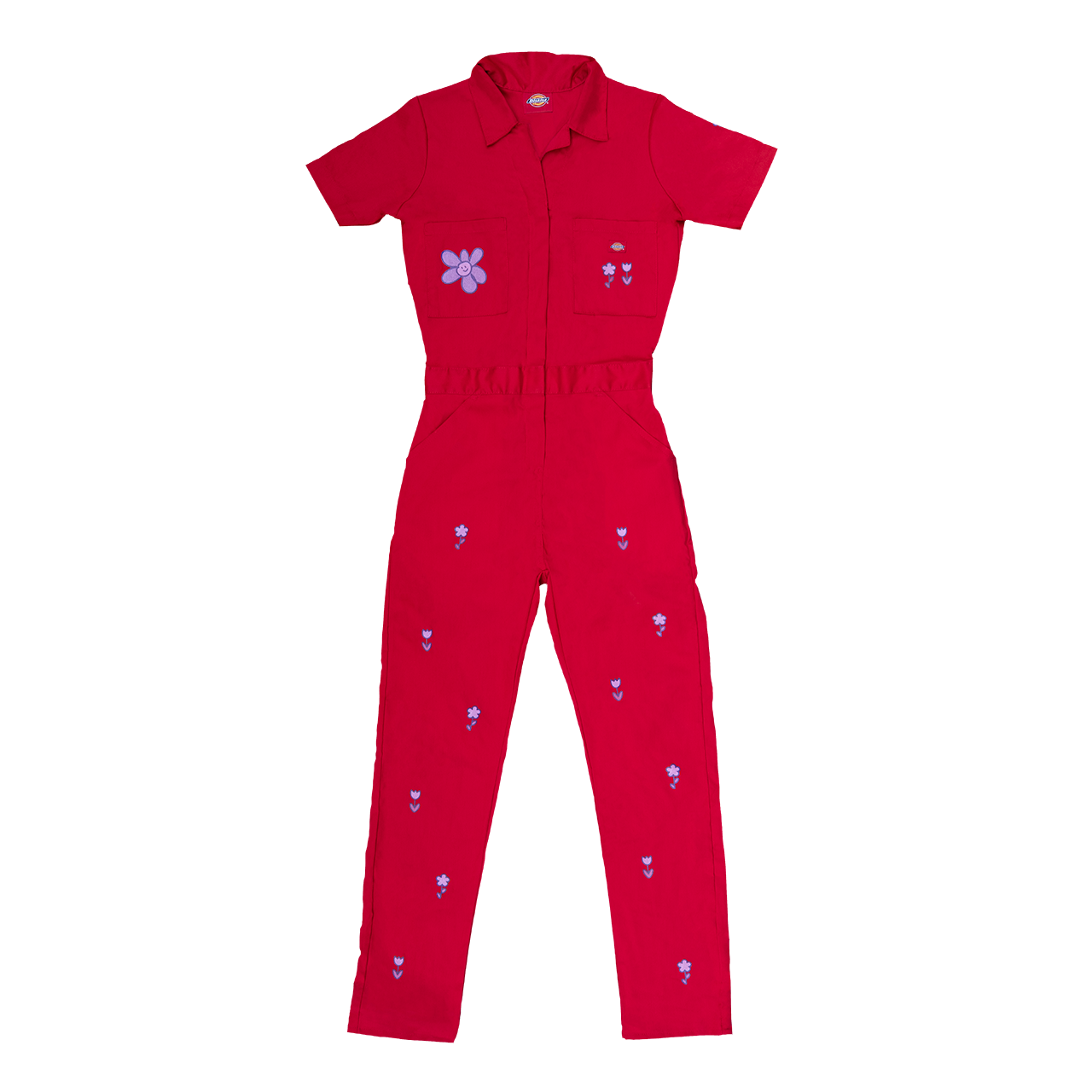 Tiny Flower Coveralls - Red