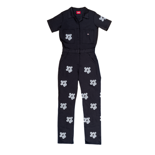 Smiley Flower Coveralls - Black