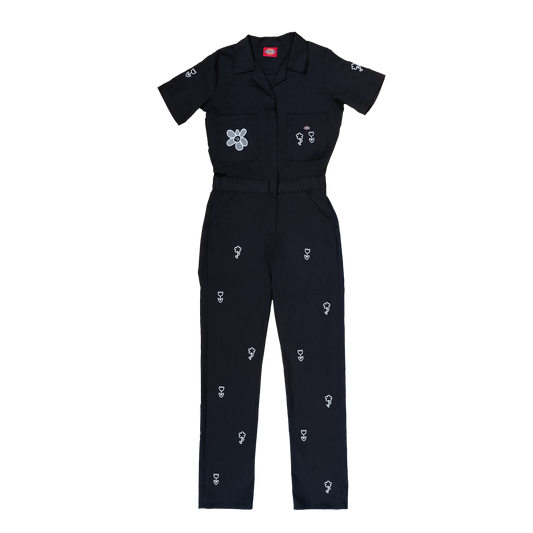 Tiny Flower Coveralls - Black